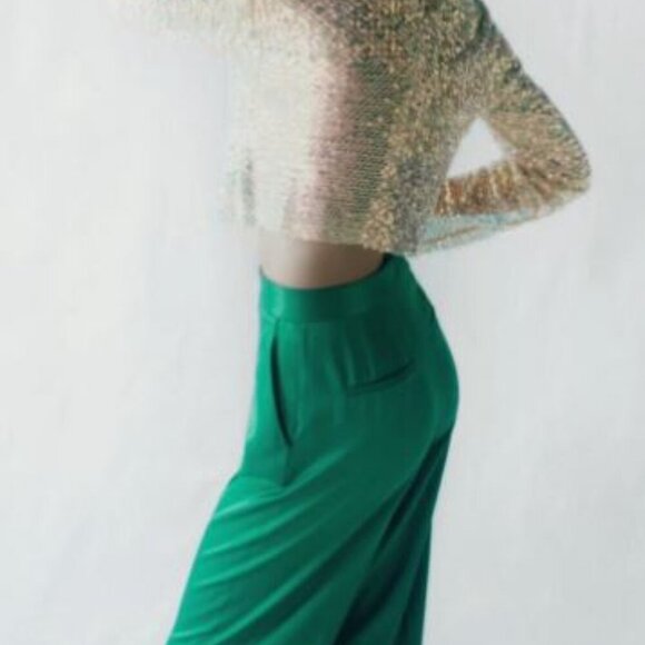 Sage & Fig Beige Sequin Cropped Blouse – Sparkle in Every Season - Picture 6 of 11